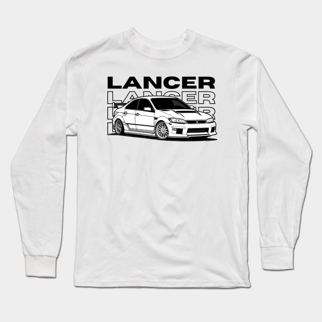 Lancer Evolution VIII + Car Blueprint Long Sleeve T-Shirt by ThreeThroughTee 